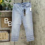 DG2 by Diane Gilman Stretch Crochet Lattice Hem Cropped Jeans