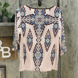 Belle by Kim Gravel Women's Boho Tie-Front Blouse With Tassel