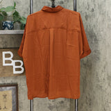 MOTTO Women's Dolman Sleeve Satin Button Down Top
