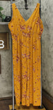 Xhilaration Floral Print Sleeveless V Neck Side Button Jumpsuit Mustard Large
