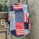 DG2 by Diane Gilman Women's Patchwork Print Button Down Shirt