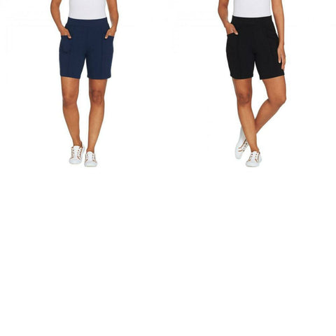 Denim & Co. Active Women's Duo Stretch Shorts With Pintuck Detail
