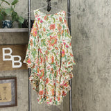 DG2 by Diane Gilman Women's Printed Ruffle Poncho Blouse