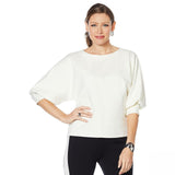 MOTTO Women's Ponte Knit Structured Popover Top