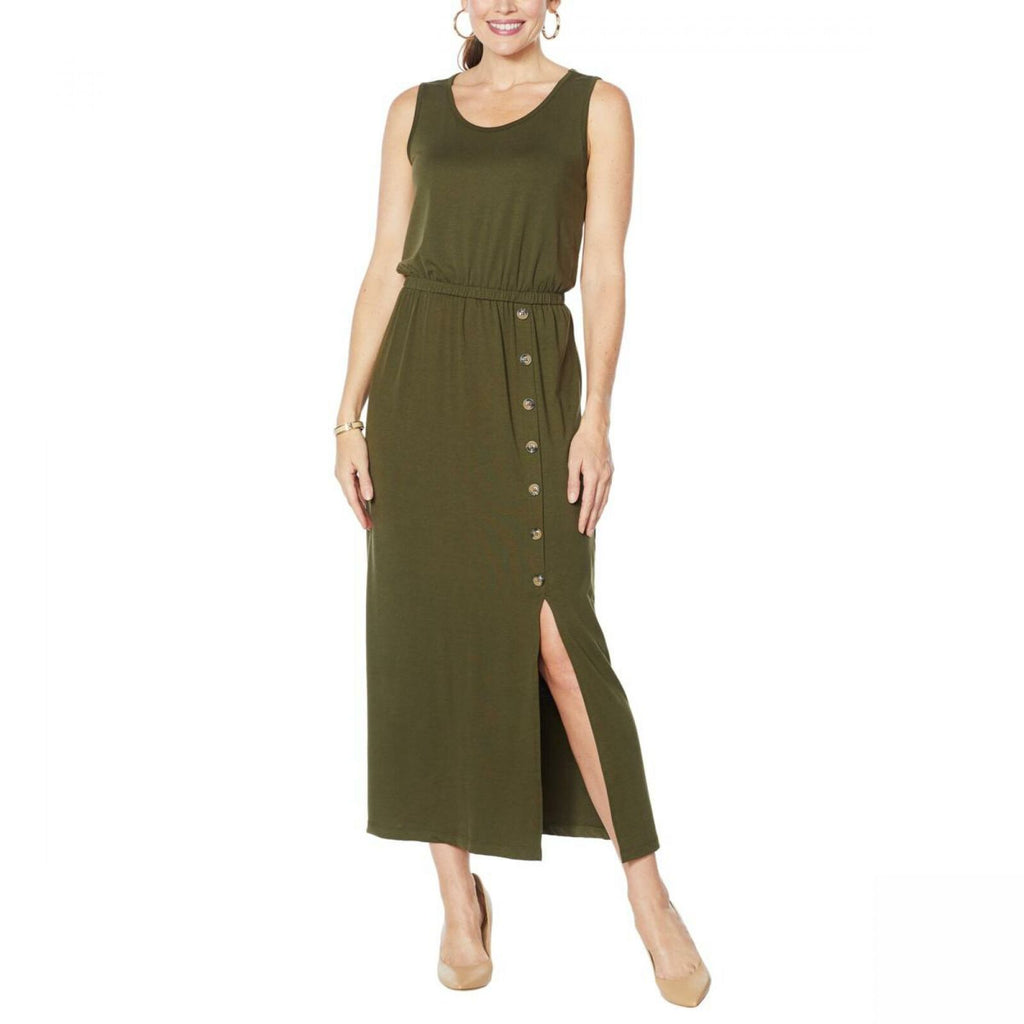 Nina Leonard Women's Plus Size Elastic Waist Sleeveless Maxi Dress –  Biggybargains