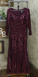 R&M Richards Women's Petite Embellished Godet Gown Burgundy 4 Petite