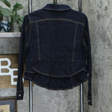 Du Jour Women's Denim Jacket With Ruffle Back Detail