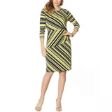 IMAN Women's Global Chic Luxury Resort Striped Jersey Sheath Dress