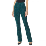 DG2 by Diane Gilman Women's Pull On Boot Cut Pants Green Snake Petite Medium