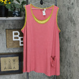 NWT LOGO By Lori Goldstein Plus Heathered Rib Knit Tank With Pocket. A350575 3X