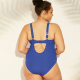 Xhilaration Plus Size Ribbed Snap Front One Piece Swimsuit Cobalt 18W