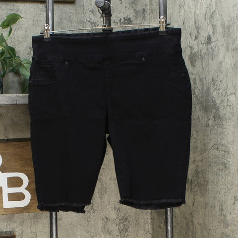 DG2 by Diane Gilman Classic Stretch Pull On Bermuda Shorts Black Petite XL