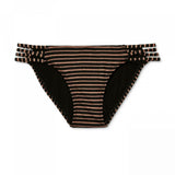 Xhilaration Women's Metallic Stripe Strappy Hipster Bikini Bottom