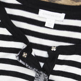 Charter Club Women's Striped Snap Front Cardigan Black / White Large