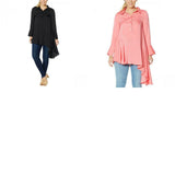 NWT DG2 By Diane Gilman Button Up Washed Charmeuse Asymmetric Shirt. 732519 XS