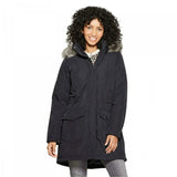 A New Day Women's Water Resistant Faux Fur Trim Parka Jacket Black Medium