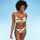 Shade & Shore Women's Textured Side Tie Ruffle Cheeky Bikini Bottom