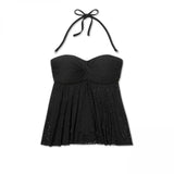 Kona Sol Women's Crochet Flyaway Bandeau Tankini Swim Top