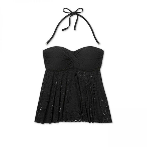 Kona Sol Women's Crochet Flyaway Bandeau Tankini Swim Top