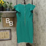 DKNY Women's V-Neck Ruffle Cap Sleeve Sheath Dress