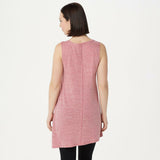 LOGO By Lori Goldstein Plus Snow Yarn V-Neck Asymmetric Hem Tank Top