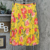 Nina Leonard Women's Printed Power Mesh Tiered Skirt Mustard Multi Yellow XL