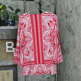 NWT Susan Graver Printed Liquid Knit Bell Sleeve. A306504 Medium