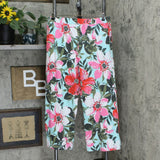 Denim & Co. Pull-On Beach Pants With Side Slits Floral Petite XL