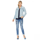 DG2 by Diane Gilman Women's Pinstripe Stretch Denim Jacket