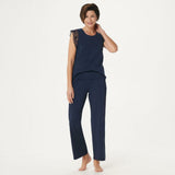AnyBody Women's Cozy Knit Pleated Lace Pajama Set