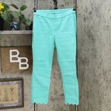 Lemon Way Women's Flawless Twill Scallop Hem Crop Pants Turquoise 4