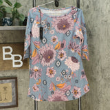 NWT DG2 By Diane Gilman Womens Printed Swing Top. 703308 Small Medium