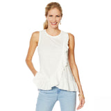 DG2 by Diane Gilman Women's Plus Size Ruffle Tank Top