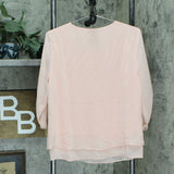 JM Collection Women's Layered Chiffon Roll Tab Necklace Blouse