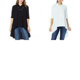 DG2 by Diane Gilman Women's Drama Button Front Hi Low Blouse