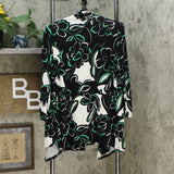 Slinky Brand Women's 3/4 Sleeve Printed Peplum Sweater Jacket Black Medium