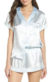 In Bloom by Jonquil Mrs Satin Short Shirt Pajamas Set Blue XL