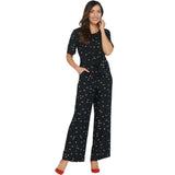 Vince Camuto Women's Elbow Sleeve Ditsy Re-Set Belted Jumpsuit