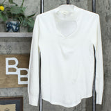 Style & Co Long Sleeve Keyhole Neck Tunic Sweater Winter White XS