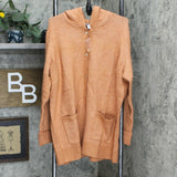 Denim & Co. Button Front Long-Sleeve Sweater With Hood