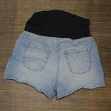 Isabel Maternity Over Belly Midi Maternity Jean Shorts Light Wash Blue 8
