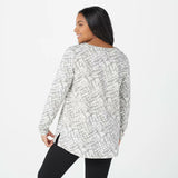 NWT AnyBody Womens 100% Cotton Shibori Long Sleeve Top. A374520-Reg L