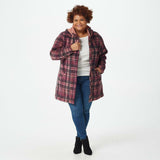 Denim & Co. Women's Fleece Bonded To Sherpa Coat with Detachable Hood