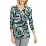 JM Collection Women's Zip Neck Textured Tunic Top