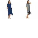 Cuddl Duds Petite Plus Flexwear Elbow-Sleeve Rainbow Hem Dress