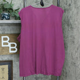 DG2 by Diane Gilman Plus Size Mixed Media V Neck Shell Top Raspberry Plus 3X