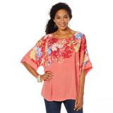 NWT DG2 By Diane Gilman Womens Print/Solid Dolman-Sleeve Top. 677334 X-Small