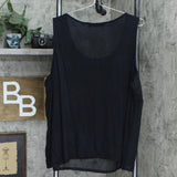 Colleen Lopez Womens Mixed Media Tank Top. 698386 Black 2X