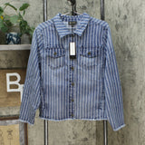 DG2 by Diane Gilman Women's Plus Size Frayed Hem Denim Jean Jacket