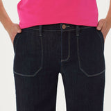 Susan Graver Jeans Women's High Stretch Denim Zip-Front Crop Jeans